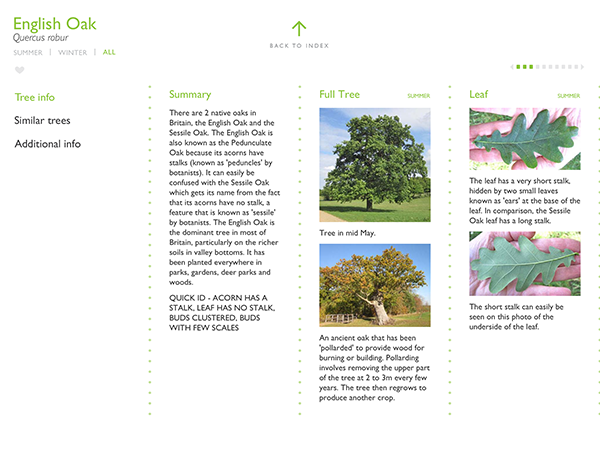 Tree Info Screen